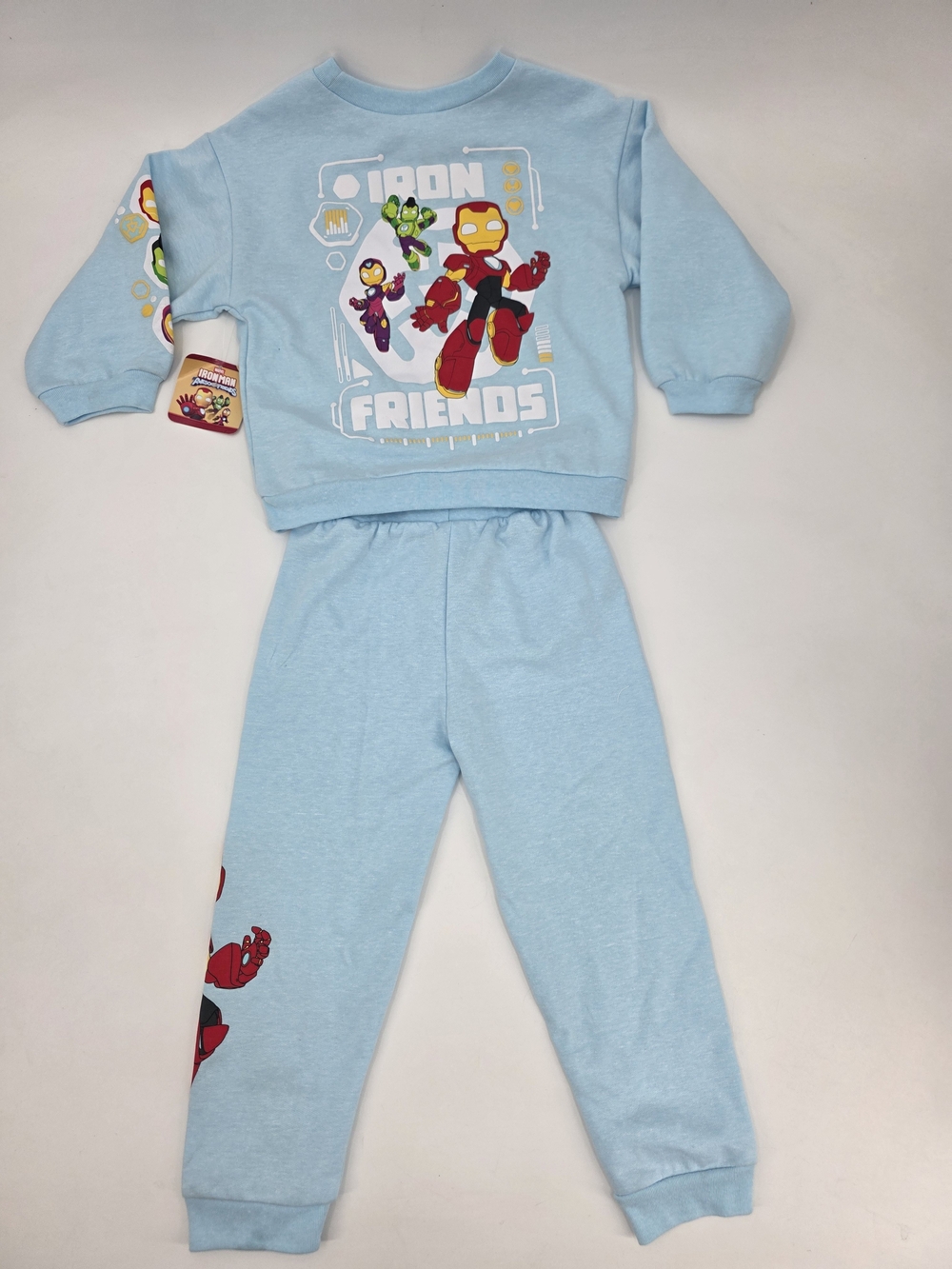 Marvel Iron Friends Kids Light Blue Sweatshirt And Jogger Outfit Set Size 3T NWT